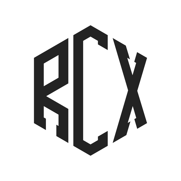 ロゴ デザイン イニシャルレター RDX モノグラム ロゴ ヘクサゴン形