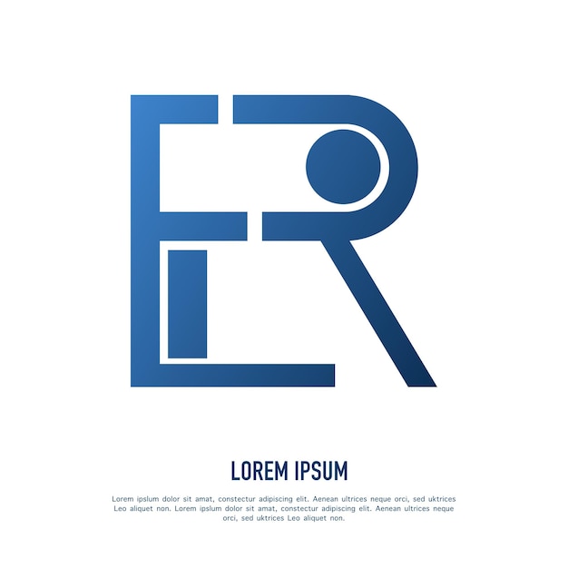 Дизайн логотипа буквы RE на белом фоне Концепция логотипа буквы ER в синем цвете Дизайн иконки буквы RE ER