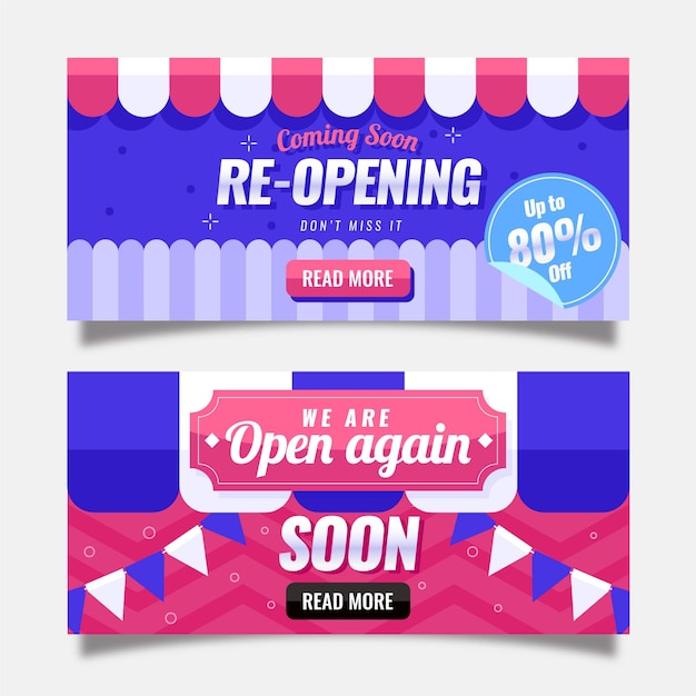 Vector re-opening banner template concept