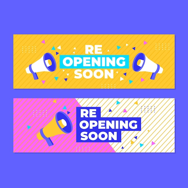 Vector re-opening soon banner concept