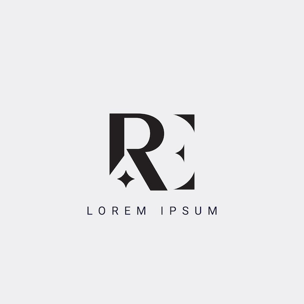 RE R E Letter Logo Design in Black Colors Creative Modern Letters Vector Icon Logo Illustration