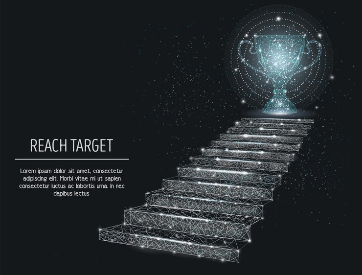 Vector reach target banner template vector polygonal art style illustration