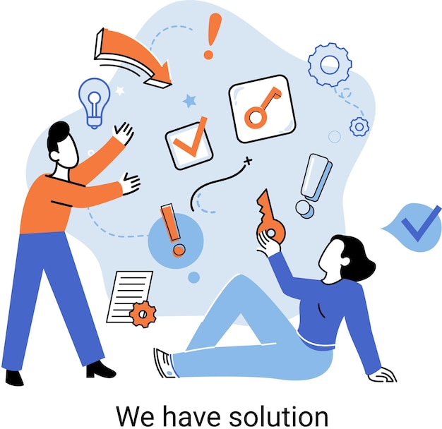 Reaching solution as result of work of business team Startup employees Goal thinking Cooperation construction by agency create team Creative successful management metaphor decision and teamwork