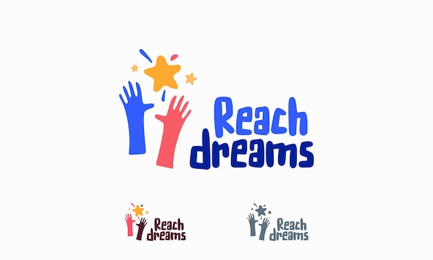 Reaching star fun logo online learning logo designs vector kids dream logo reach dreams logo