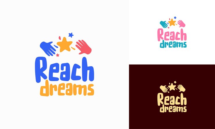 Reaching Star fun logo Online Learning logo designs vector Kids Dream logo Reach Dreams logo