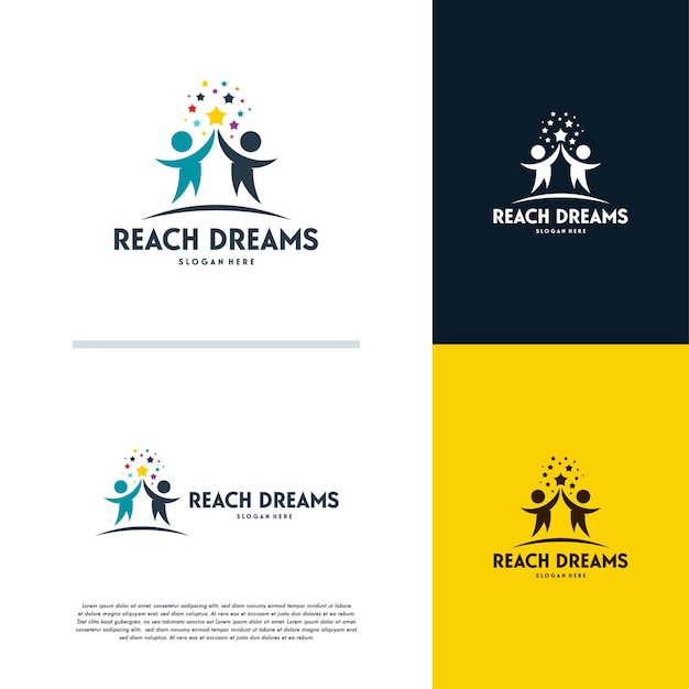 Логотип Reaching Star, вектор дизайна логотипа онлайн-обучения, логотип Kids Dream, логотип Reach Dreams