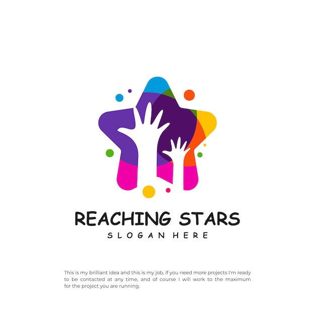 Raggiungere le stelle logo design template dream star logo vettore emblema colorato icona creativa simbolo