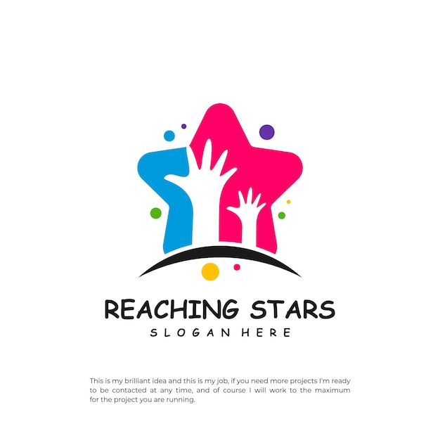 Raggiungere le stelle logo design template dream star logo vettore emblema colorato icona creativa simbolo