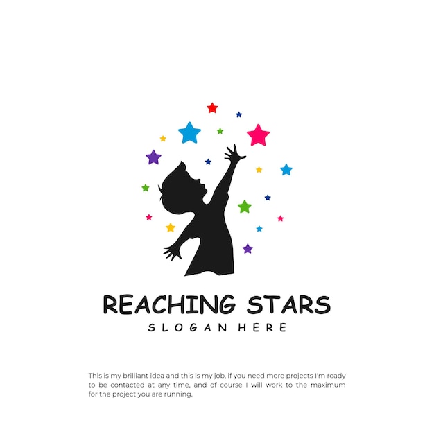 Raggiungere le stelle logo design template dream star logo vettore emblema colorato icona creativa simbolo