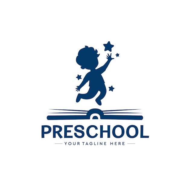 Reaching Stars logo for Kindergarten school or preschool logo