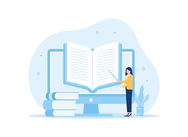 read a book trending concept flat illustration