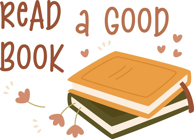 Vector read good book lettering sticker