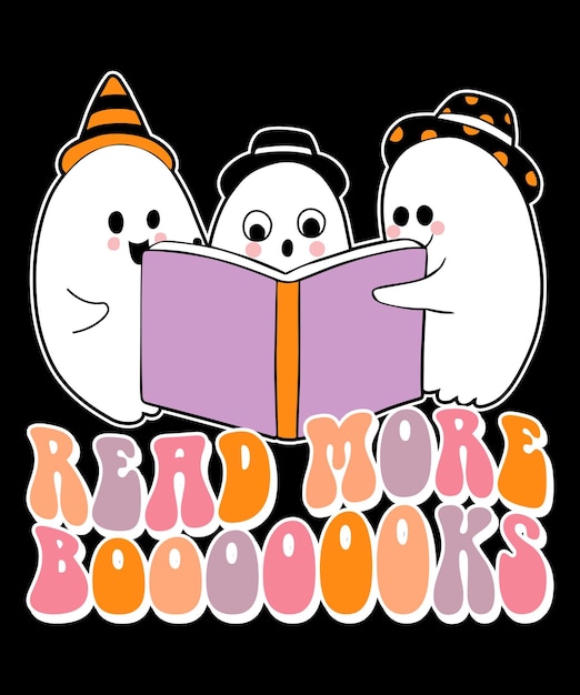 Vector read more books halloween ghost read more book shirt witch scary