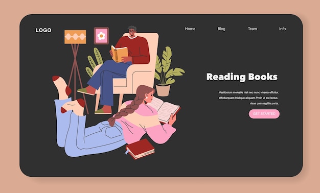 Reading books concept cozy home atmosphere with individuals immersed in literature comfortable