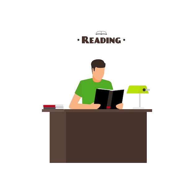 Reading books flat style concept