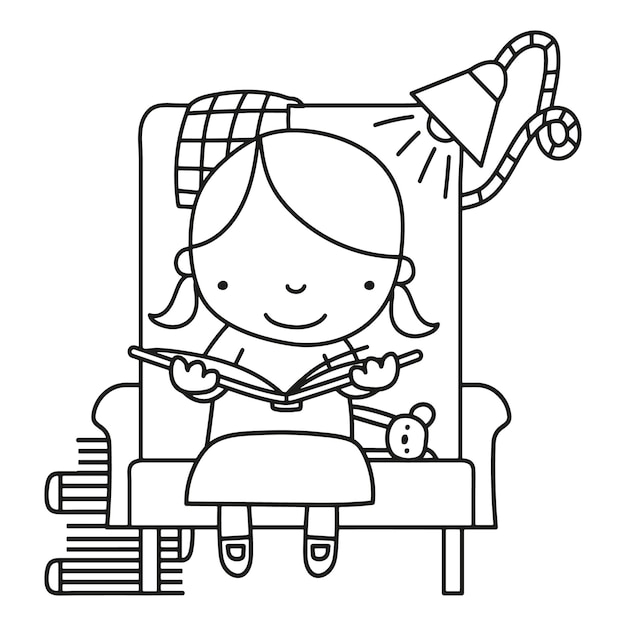 Reading girl in a chair vector illustration