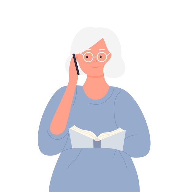 Vector reading girl talking on phone