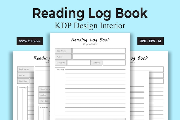 Vector reading log book kdp interior