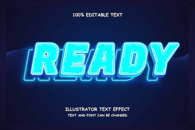 Ready,3d editable text effect modern neon style