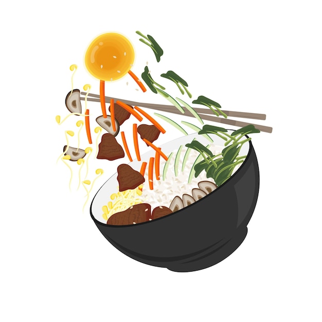 Ready to Eat Bimbimbap Korean Food Illustration Logo