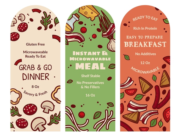 Ready to eat breakfast grab and go dinner label