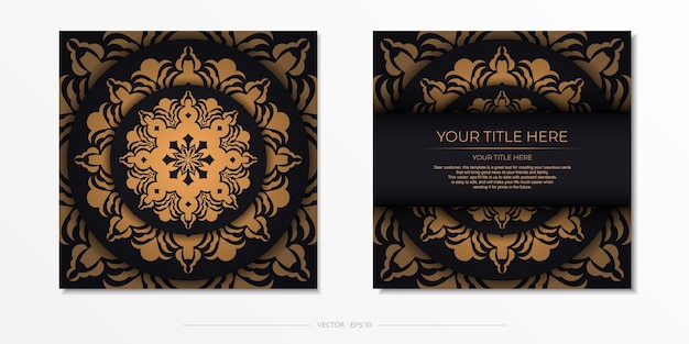 Ready-made invitation card design with abstract vintage ornament.   