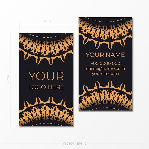 Ready to print business card design with luxurious patterns. black business card design with vintage ornament.