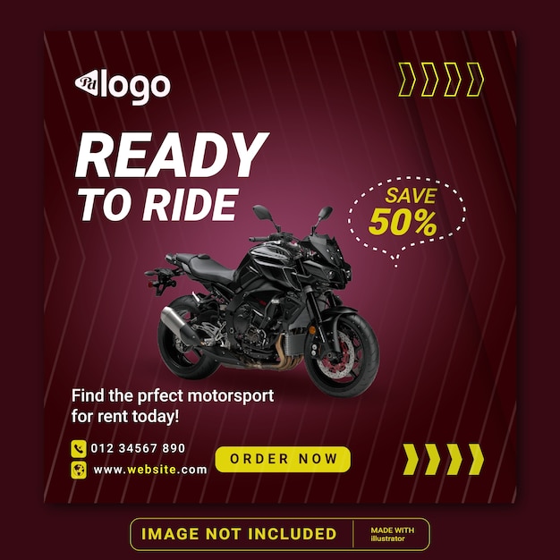 Ready to ride Motorcycle social media Instagram post banner template