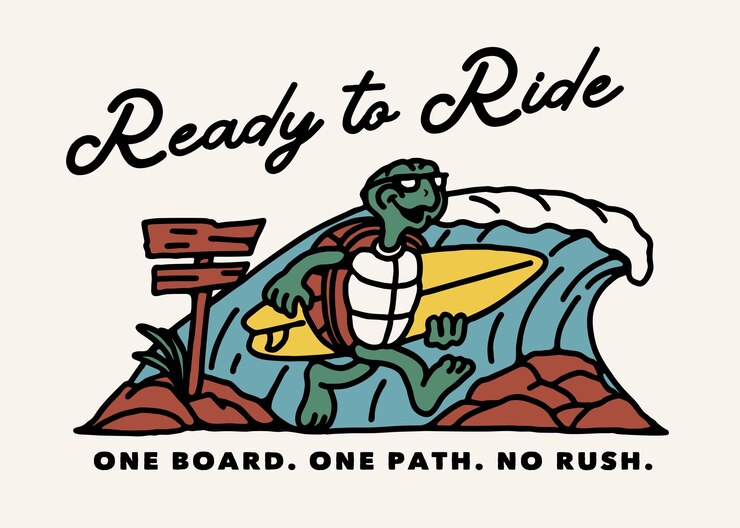 Vector ready to ride turtle summer animal fun illustration