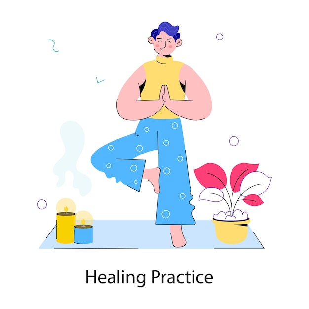 ベクトル ready to use doodle mini illustration of healing practice