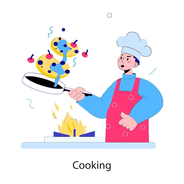 Vettore ready to use doodle mini illustration of cooking