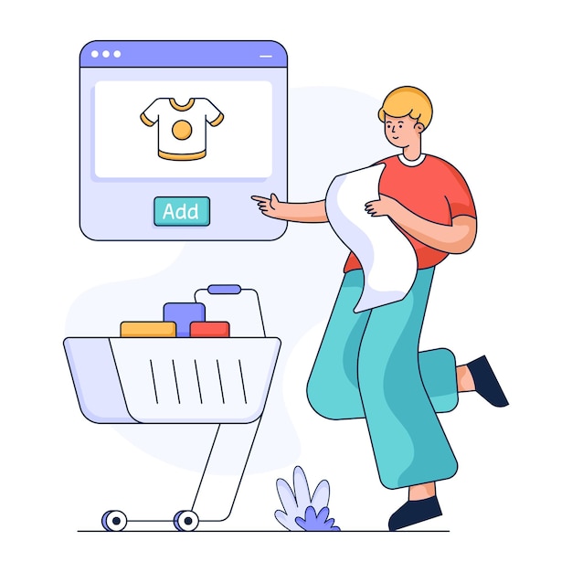 Ready to use flat illustration of add to cart