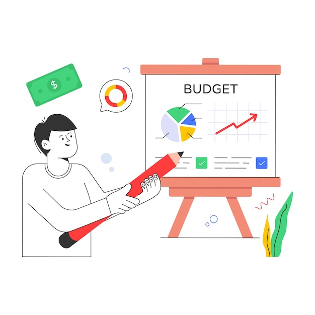 Ready to use flat illustration of budget planning