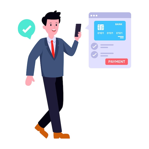 Ready to use flat illustration of mobile banking