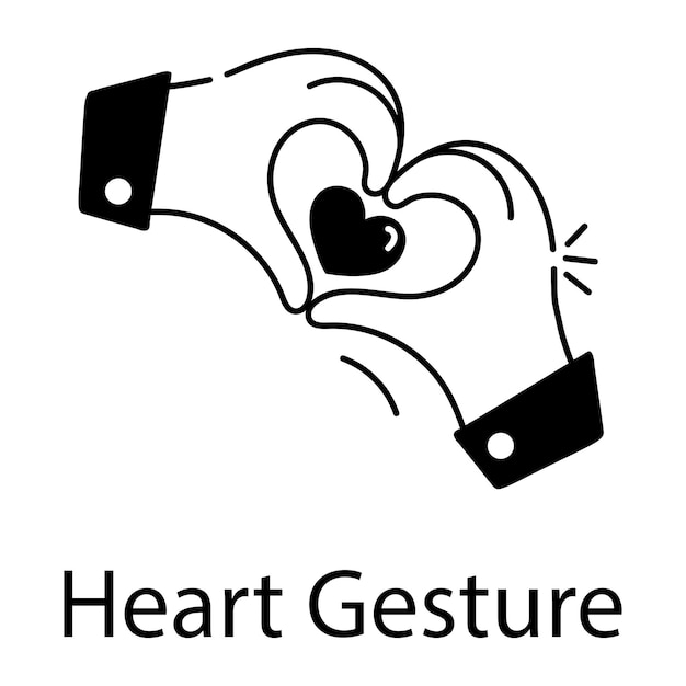 Ready to use linear icon of heart gesture