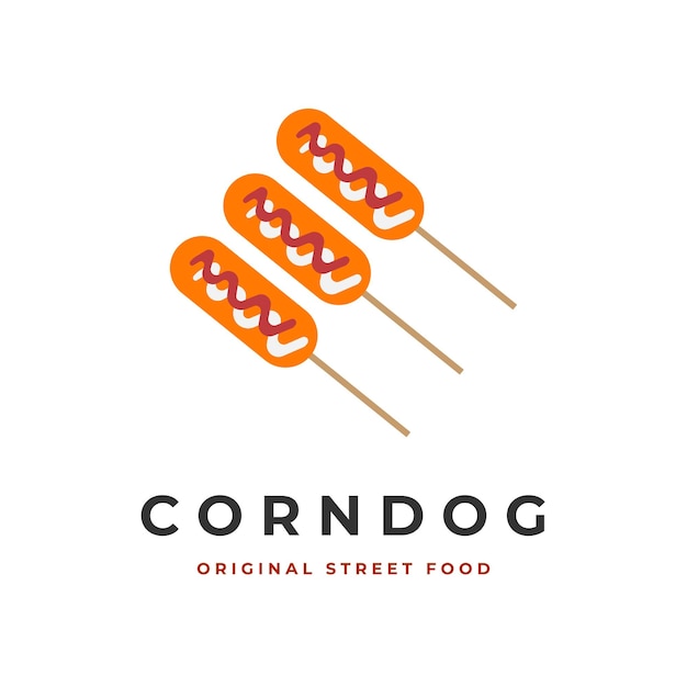 Readytoeat Koreaans Street Food Corndog Illustratie Logo