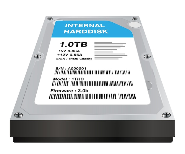 real 3d internal harddisk storage on a white background