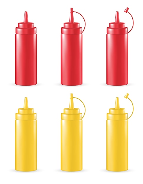 Real 3d red and yellow sauce tube