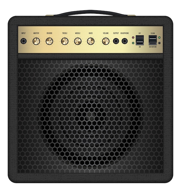 real classic black guitar amplifier vector