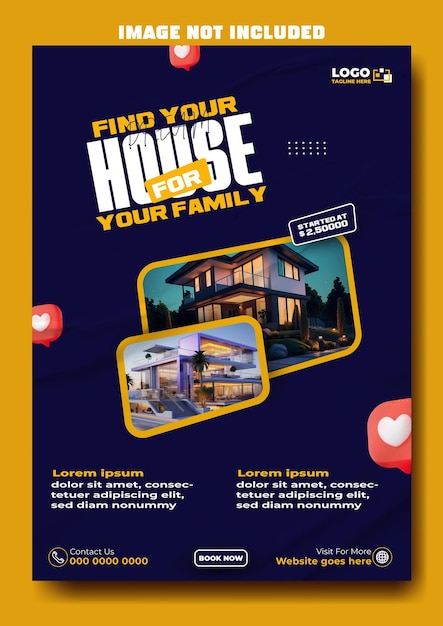 Real estate ads promotional flyer template design