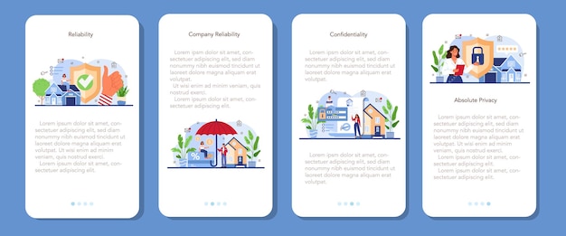 Real estate advantages mobile application banner set reliable real
