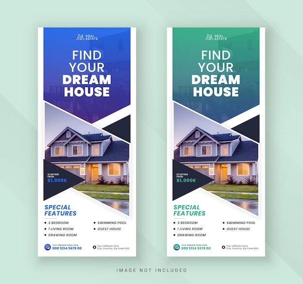 Real estate agency dream house roll up banner or pull up standee banner design template