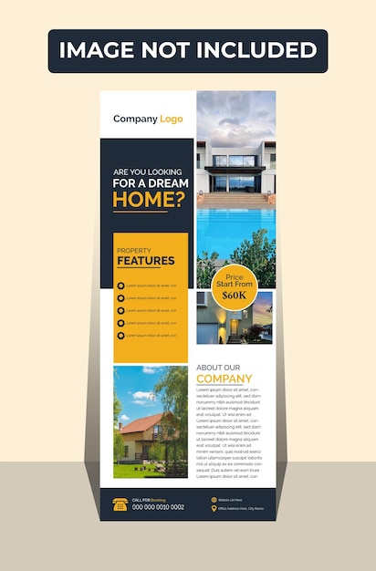 Agenzia immobiliare roll up banner design o pull up banner template