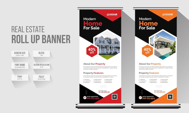 Agenzia immobiliare roll up banner design