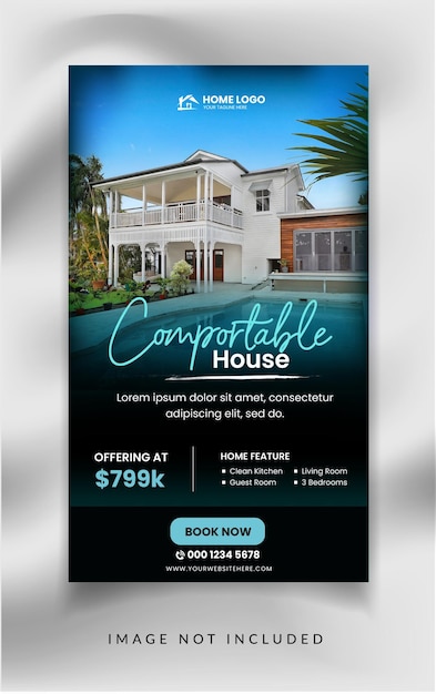 Vector real estate agency social media house promotion instagram and facebook story template