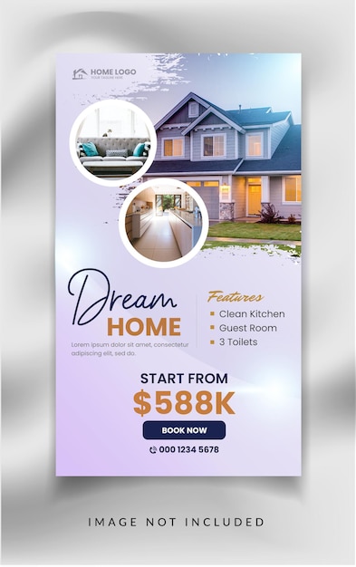 Real estate agency social media house promotion instagram and facebook story template