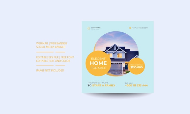 real estate agency Square banners for house selling company vector premium template