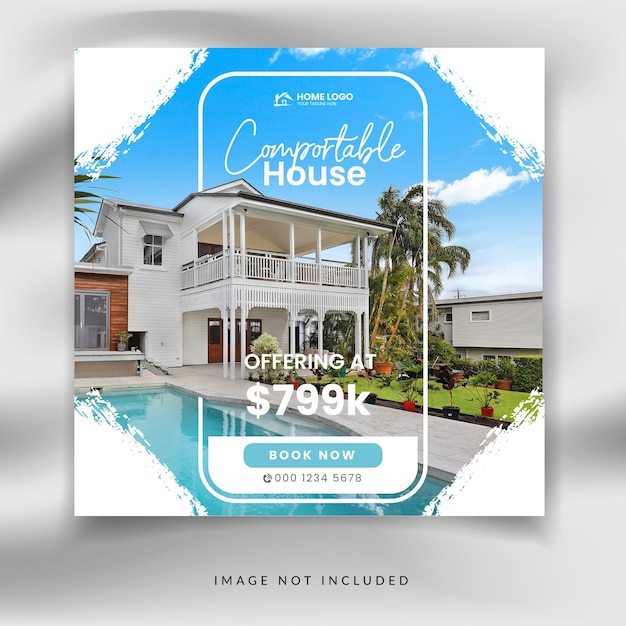 Real estate agency square social media banner promotion post templates