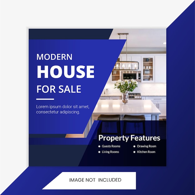 Vector real estate agency square social media post and banner template. home interior post template.