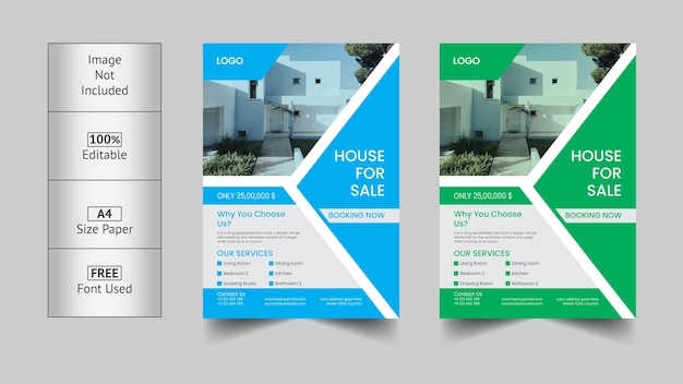 Vector real estate agent flyer design template